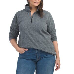 EDDIE BAUER Charcoal Heather Plus Quarter Zip Sweatshirt